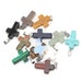 12pcs Assorted Cross Shape Healing Chakra Beads Crystal Rock Stone Quartz Pendants for Men Women