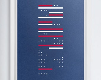 Thirteen Stripes, Fifty Stars by Michael Nykamp. A signed, limited edition, 24"x36" screen printed American flag poster.