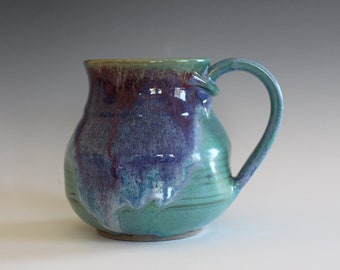 Unique coffee mug, 15 oz, handmade cup, handthrown mug, stoneware mug, wheel thrown pottery mug, ceramics and pottery