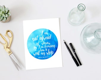 Louisa May Alcott quote, PRINTABLE, I am not afraid of storms learning to sail my ship, wall art decor, inspirational art watercolor print