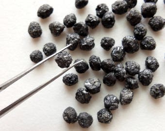 WHOLESALE 10 Pcs Black Round Diamonds, 4-5mm Black Rough Diamond, Natural Black Raw Diamond, Uncut Diamond, Conflict Free - DS4067