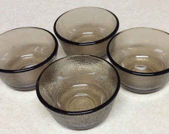 Arcoroc France Sierra Pattern Smoky Gray Custard Bowls Set Of 4
