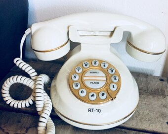 Ivory & Gold Rotary Dial Phone