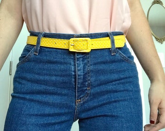 Yellow and White Polkadot Belt