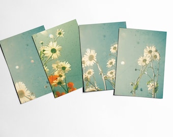 Daisy Flower Postcards With Envelopes, Leaf Art - Daisies