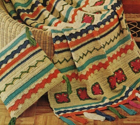 Items similar to Crochet BLANKET Pattern Vintage 70s Crochet Afghan