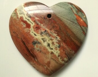 Red River Jasper Focal Bead Pendant Heart