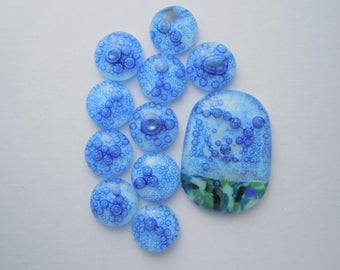 Dichroic Fused Glass Cabochon - Gem Stone - Cabochon Cab - Bead Supply- Glass Bead - Wire Wrapped - Stained Glass 4664