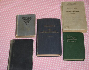 Vintage Foreign Language Dictionaries-Set Of 5
