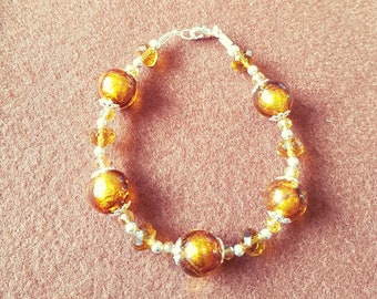 Bronze and copper beaded bracelet