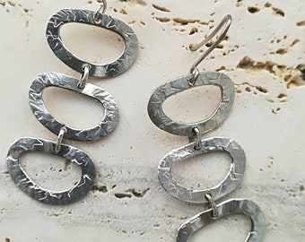 Sterling Silver Earrings, pendants, 3 engraved Oval