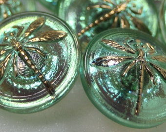 Czech Glass Dragonfly Button, Small, 18mm