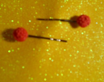 Two (2) small coral flower barrettes #1013