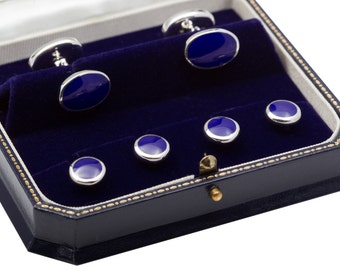 Sterling Silver Lapis Stud Set - Cufflinks and Shirt studs