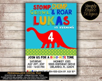 Boys Dinosuar Birthday Invitation