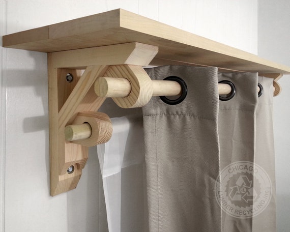 Single Shelf Support Bracket & Dual Curtain/Drapery Holder