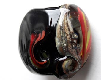 Handmade Lampwork Focal Bead - Leaping Flames (1)