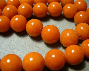 Jade Beads Gemstone Orange Round 10mm