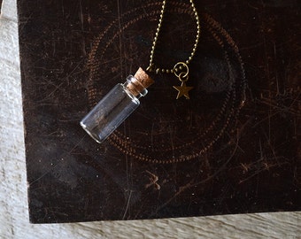 Make A Wish Bottle - Message In A Bottle Necklace - Glass Vial - Empty Bottle - Star - Customize This Necklace