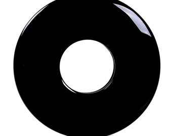 g3241 Black agate donut pendant focal bead 50mm