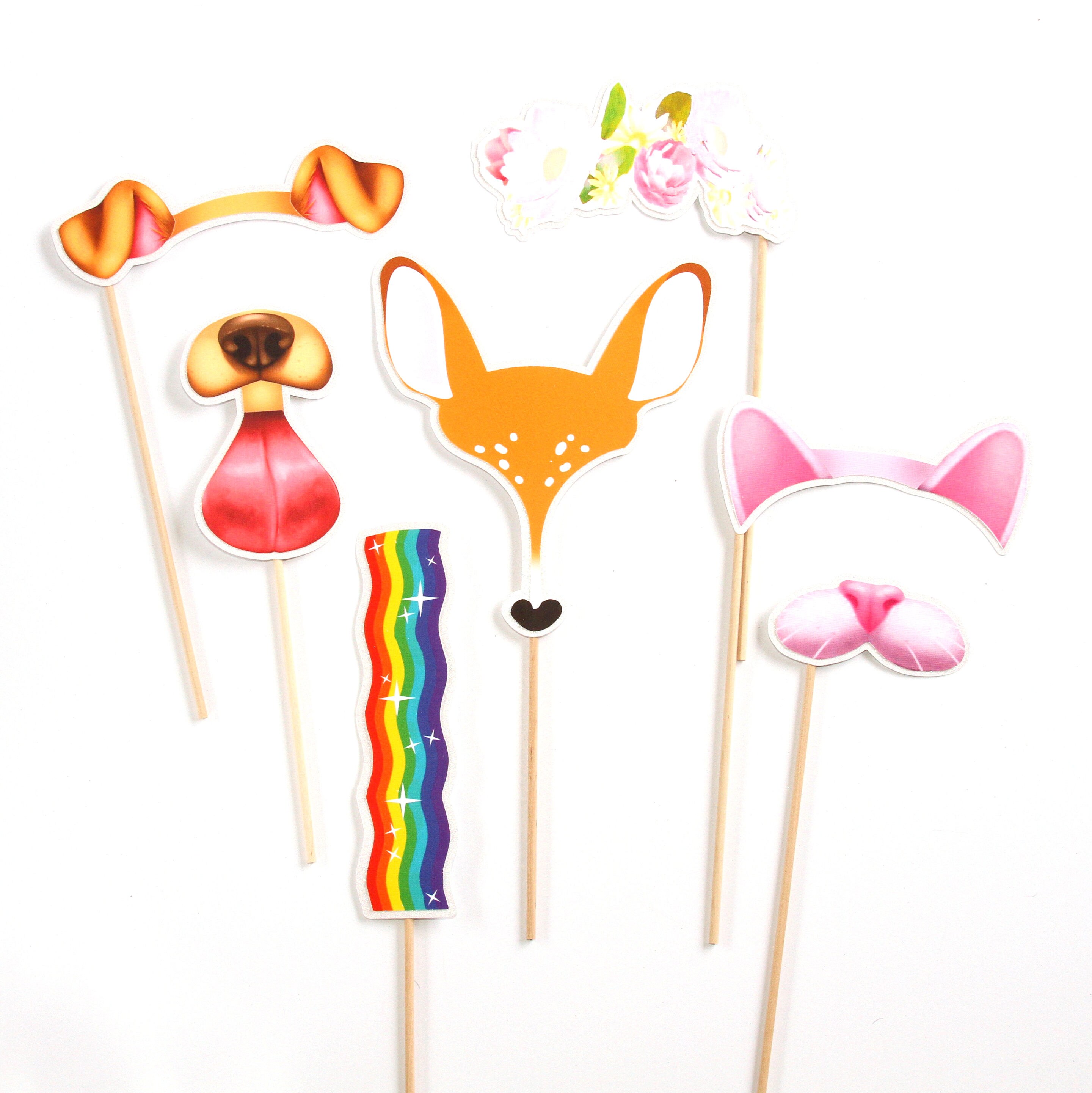 5 Snapchat Filters GLITTER Photo Booth Prop Set Tween/Teen