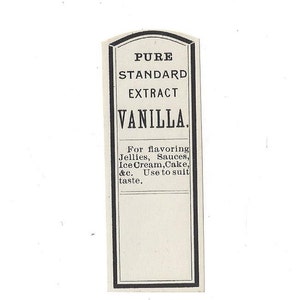 Pure Standard Extract Vanilla Vintage Label, 1920s