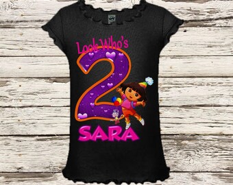 Dora Birthday Shirt - Black Shirt Available