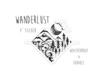 Wanderlust Sticker 4" Weatherproof and durable, Outdoor sticker, Travel sticker, Wanderlust, Galaxy, Moon sticker, Collectible stickers