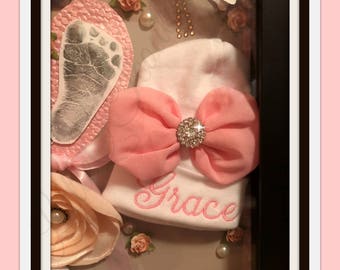 Personalized, custom, embroidered, baby beanie hat, hospital hat, newborn, baby, beanie, cap, infant, photo prop, take home, bring home