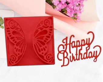 2 pcs. Beautiful Scrapbooking Album Embossing Paper Cards For DIY Happy Birthday Metal Cutting Dies Stencils