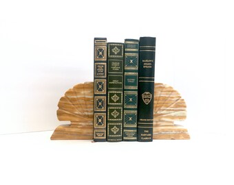 Yellow Onyx Shell Vintage Bookends a Pair