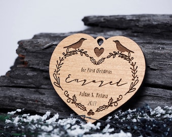 Our First Christmas as Mr. and Mrs. Ornament - Personalized Wood Ornament, Just Married, First Christmas Married, Wedding Gift,Marriage 513B