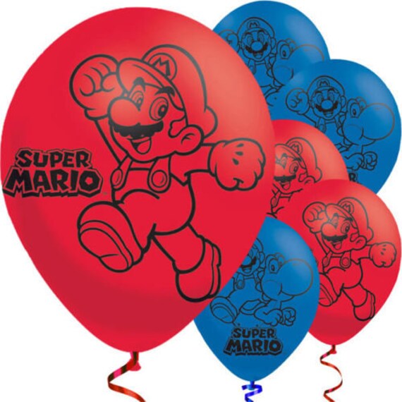 Super Mario Balloons 11 blue red Yoshi Games Birthday