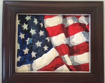 Waving US Flag Batik Painting