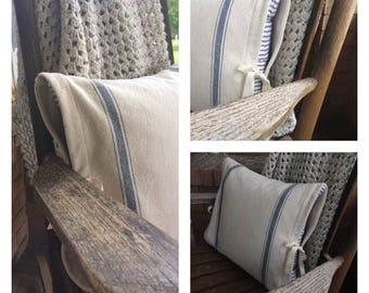 Ticking Stripe and Grain Sack Pillow Cover