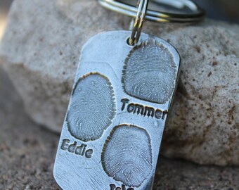 Fingerprint Keychain, Father's Day Gift, Kids Fingerprint Key chain, Gift for Dad Keychain, Gift for Grandfather, Children Fingerprints
