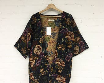 Day Coat - vintage floral upholdstry cotton