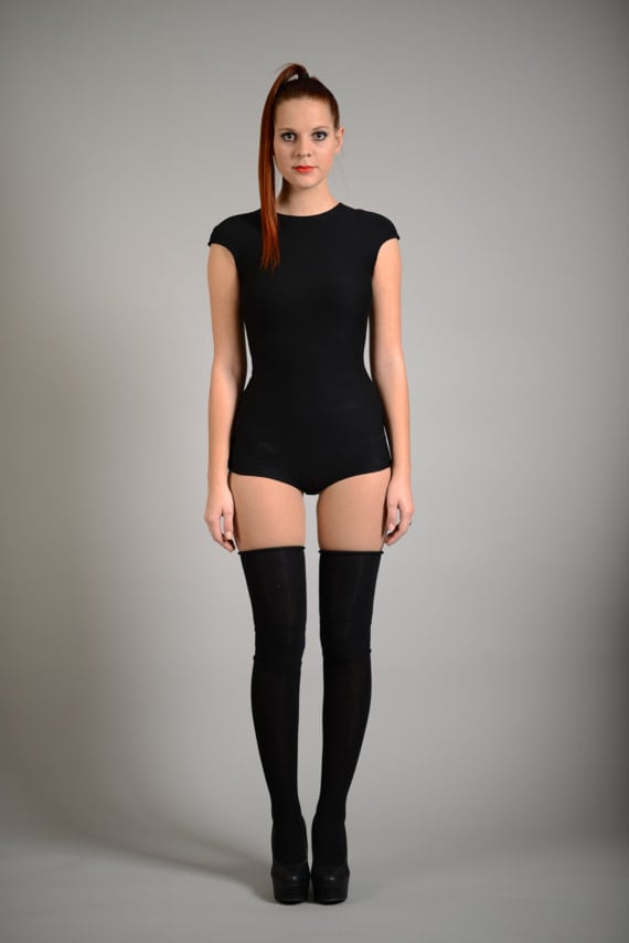 Women Bodysuit Black Leotard Plus Size Leotard Rave