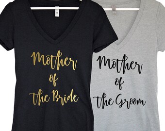 Mother of the Bride Shirt, Mother of the Groom Shirt, Bride's Mom Tees, Groom's Mom Tees, Women's V-Necks, V Neck Shirt - VYL