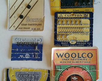 Collection old time Sewing Notions Woolco Reliable Superior Hooks and Eyes, Snaps