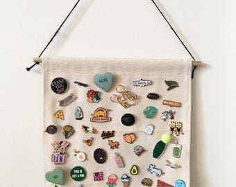Pin Banner Display Hanging, Pennant, Enamel Pin, Pin Collection, Canvas Wall Hanging, Blank Canvas, Pin Storage, Wall Hanging, Banner, DIY