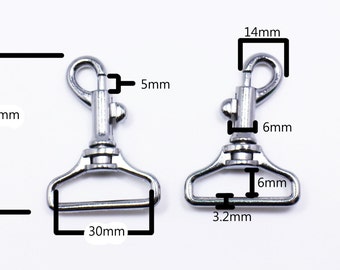 1-3/16 inch Snap Hooks, Nickel Finish Hooks, Silver Lobster Claw,Handbags Bag Purse Making Supplies,Metal Bag Strap Hooks, 30mm,5pcs