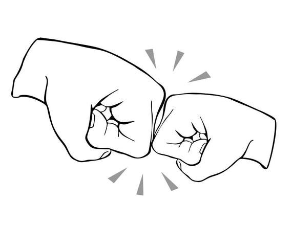 Download Fist Bump Outline Sketch Coloring Page