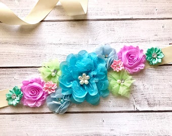 Blue Maternity Sash Pregnancy Sash Gender Reveal Party Photo Prop Gift Keepsake Baby Shower