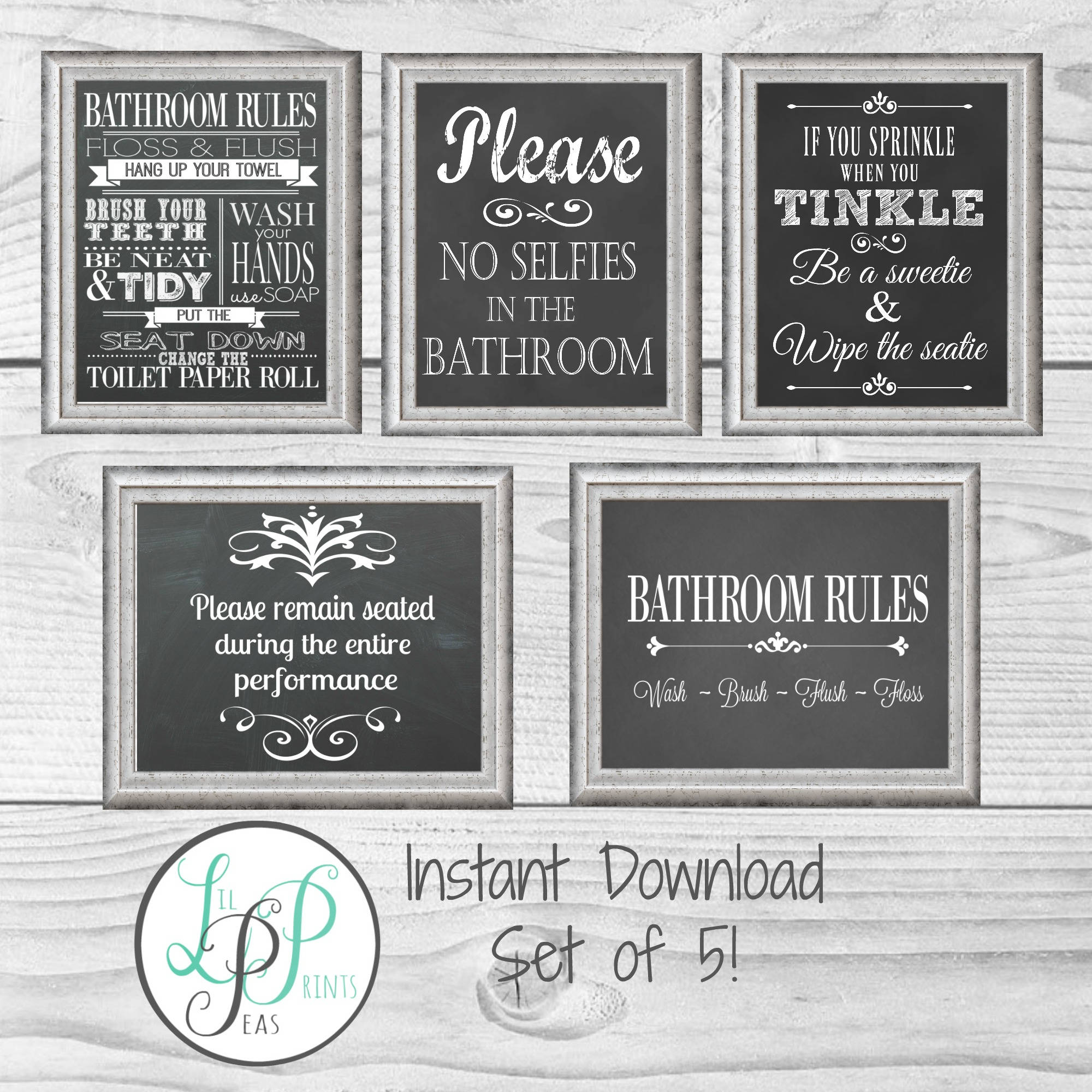 Bathroom Decor Bathroom Rules Chalkboard Print Chalkboard