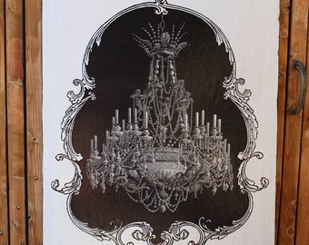 French Chandelier - salvaged wood sign - 30x36 - LOWER SHIPPING FEES - Paris Apartment - French - Rupiper Designs Original