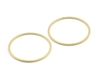 25mm Circle Connector, 24 Raw Brass Circle Connectors (25x1mm) E346