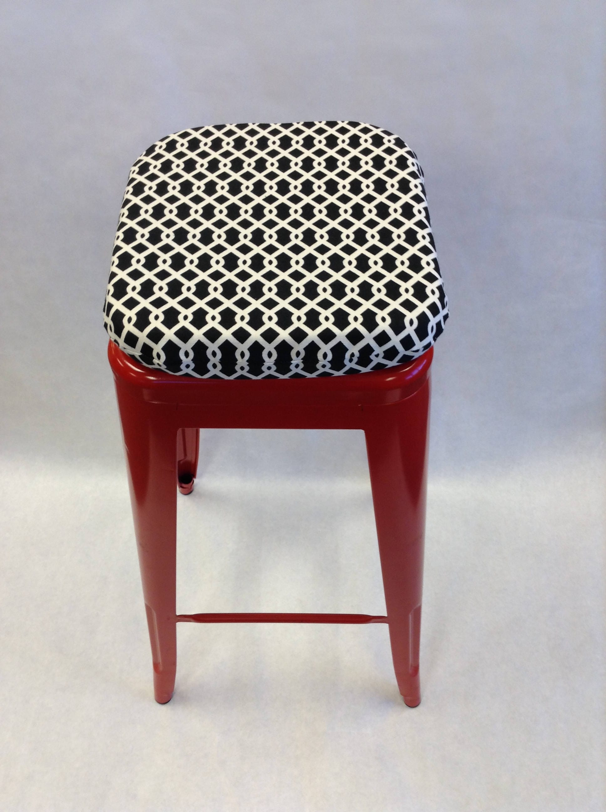 Square bar stool cushion Black and white Buffalo Check Bar