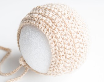 Blush Pink Crochet Baby Hat Newborn Bonnet Photography Prop