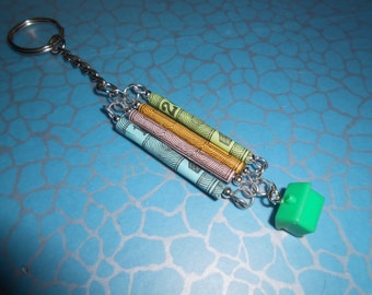Hand Made Keyring using MONOPOLY MONEY and PIECES New
